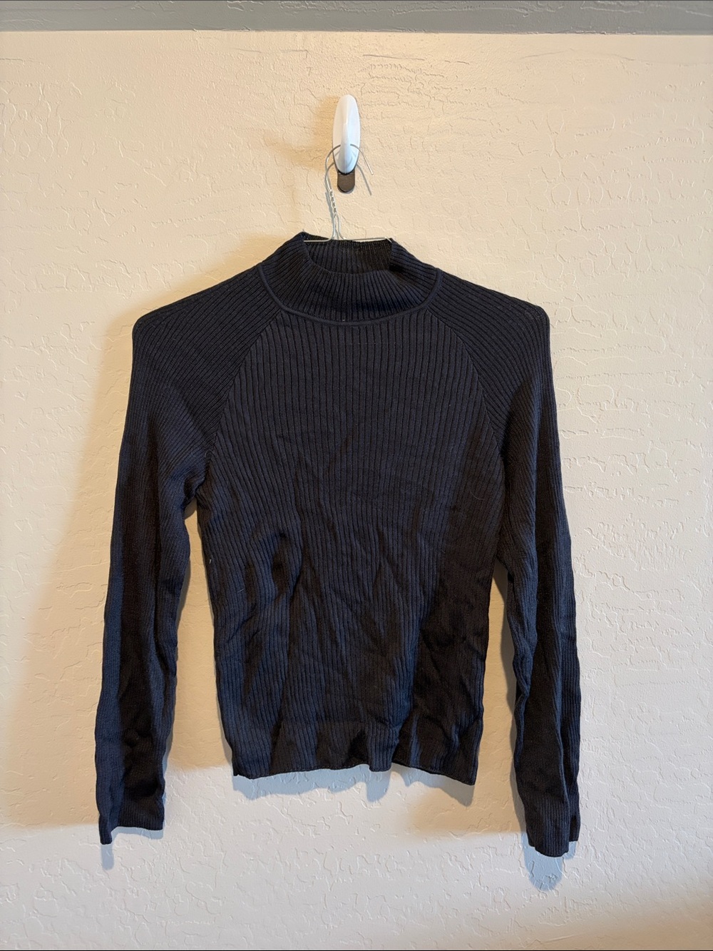 St. John Black Ribbed Turtleneck Sweater